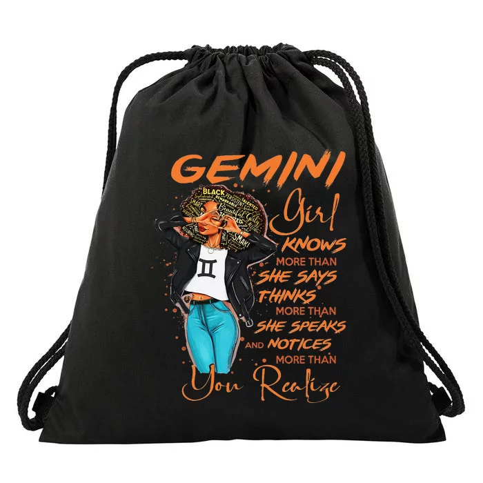 Gemini Knows More Than She Says For Black Wo Drawstring Bag