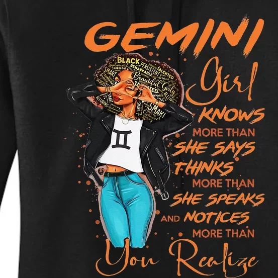 Gemini Knows More Than She Says For Black Wo Women's Pullover Hoodie