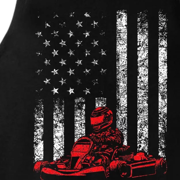 Go Kart Racing Go Karting Usa American Flag Race Driving Ladies Tri-Blend Wicking Tank