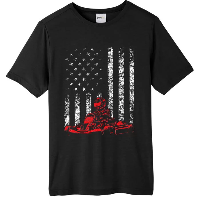 Go Kart Racing Go Karting Usa American Flag Race Driving ChromaSoft Performance T-Shirt