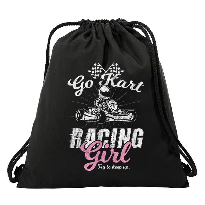 Go Kart Racing Girl Funny Sarcastic Women Girls Design Drawstring Bag