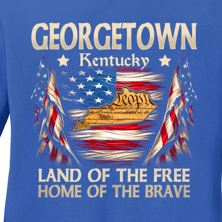 Georgetown Kentucky Usa Flag 4th Of July Cool Gift Ladies Long Sleeve Shirt