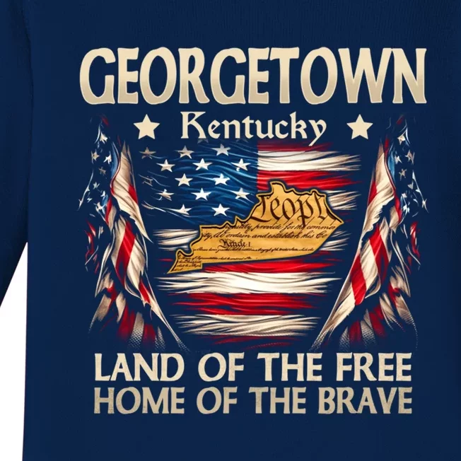 Georgetown Kentucky Usa Flag 4th Of July Cool Gift Baby Long Sleeve Bodysuit