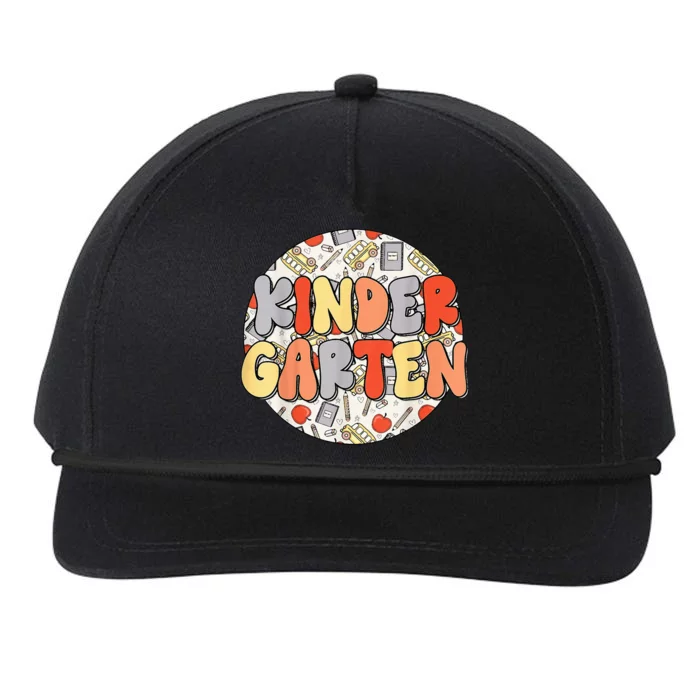 Groovy Kindergarten Vibes Retro Teachers Back To School Snapback Five-Panel Rope Hat