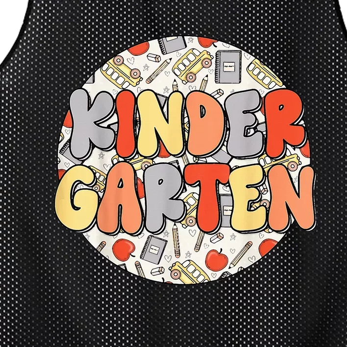 Groovy Kindergarten Vibes Retro Teachers Back To School Mesh Reversible Basketball Jersey Tank