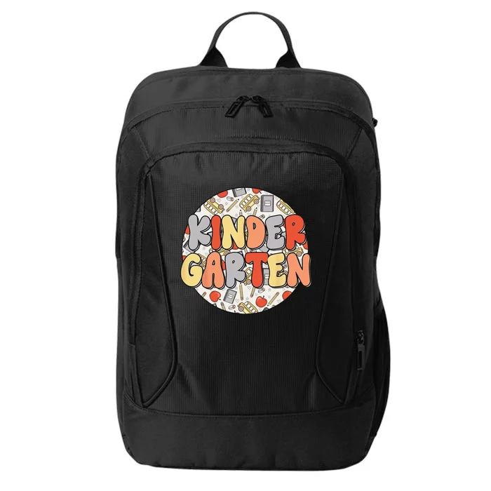 Groovy Kindergarten Vibes Retro Teachers Back To School City Backpack