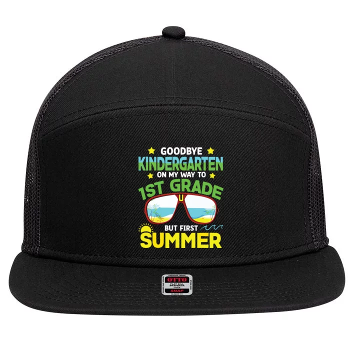 Goodbye Kindergarten Way To 1st Grade Summer Graduation 7 Panel Mesh Trucker Snapback Hat