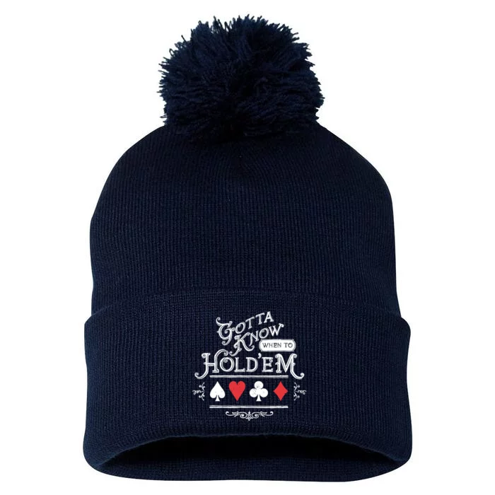 Gotta Know When To HoldEm Texas Poker Pom Pom 12in Knit Beanie