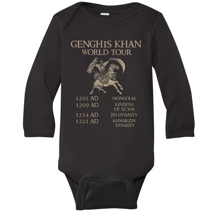 Genghis Khan World Historic Mongol Asian History Baby Long Sleeve Bodysuit