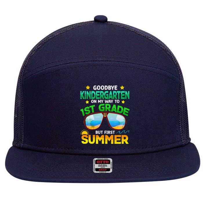 Goodbye Kindergarten Way To 1st Grade Summer Graduation 7 Panel Mesh Trucker Snapback Hat