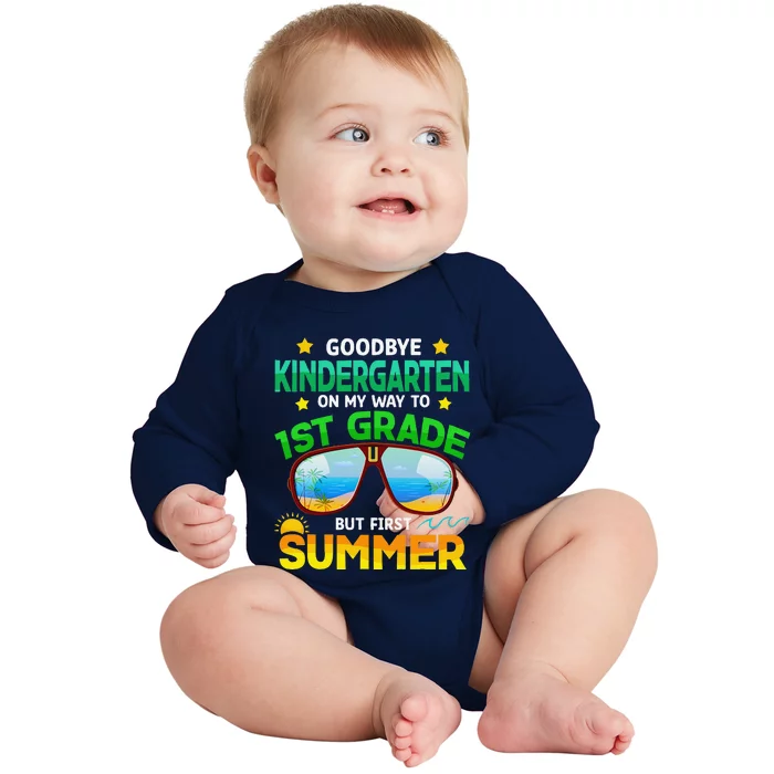 Goodbye Kindergarten Way To 1st Grade Summer Graduation Baby Long Sleeve Bodysuit