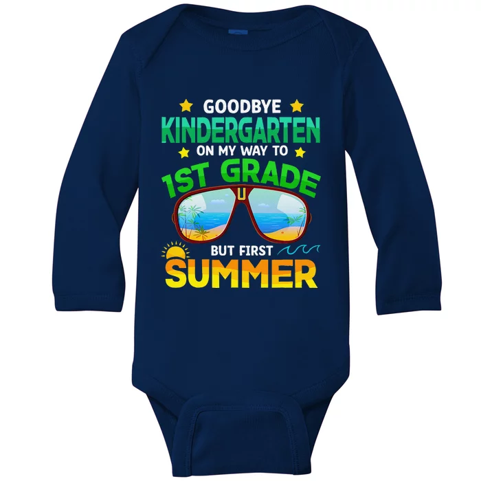 Goodbye Kindergarten Way To 1st Grade Summer Graduation Baby Long Sleeve Bodysuit