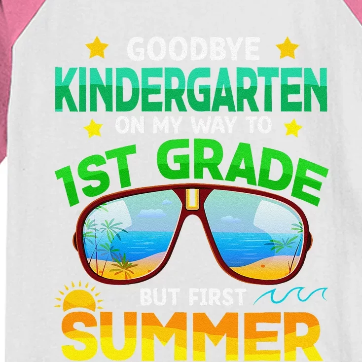 Goodbye Kindergarten Way To 1st Grade Summer Graduation Kids Colorblock Raglan Jersey