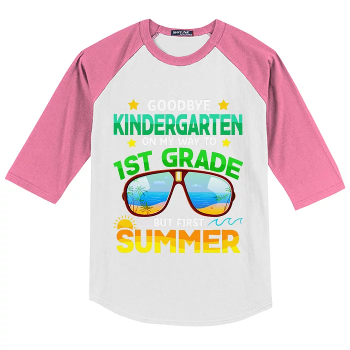 Goodbye Kindergarten Way To 1st Grade Summer Graduation Kids Colorblock Raglan Jersey