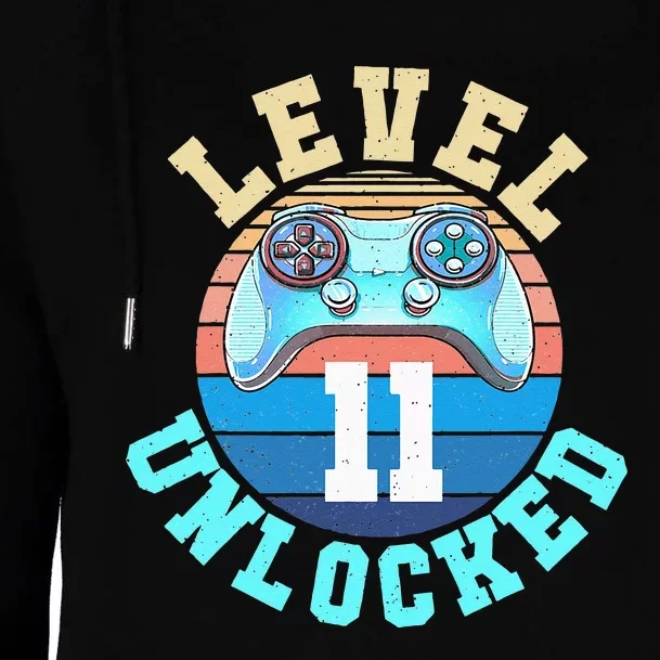 Gamer Level 11 Unlocked Video Game 11th Birthday Womens Funnel Neck Pullover Hood