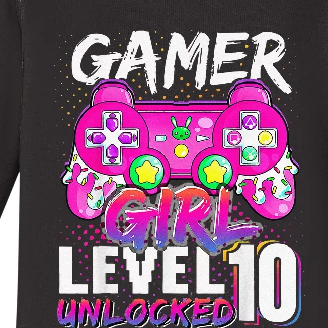 Gamer Level 10 Unlocked Video Game 10th Birthday Baby Long Sleeve Bodysuit