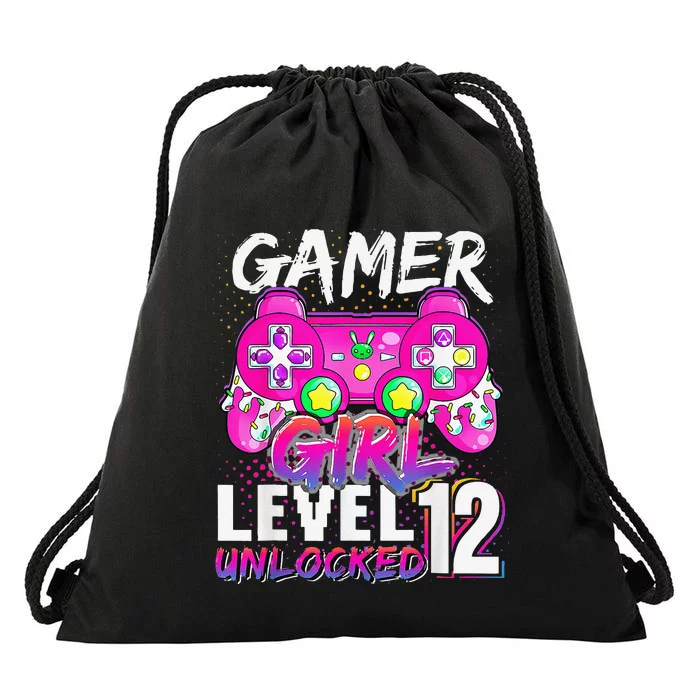 Gamer Level 12 Unlocked Video Game 12th Birthday Drawstring Bag