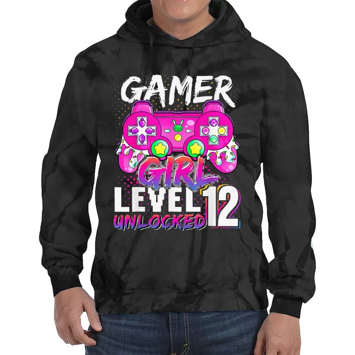 Gamer Level 12 Unlocked Video Game 12th Birthday Tie Dye Hoodie