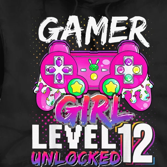 Gamer Level 12 Unlocked Video Game 12th Birthday Tie Dye Hoodie