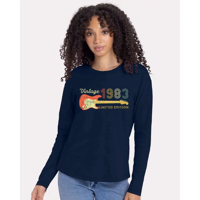 Guitar Lover 40 Year Old Tees Vintage 1983 Limited Edition Womens Cotton Relaxed Long Sleeve T-Shirt