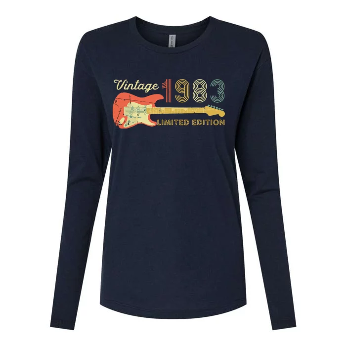 Guitar Lover 40 Year Old Tees Vintage 1983 Limited Edition Womens Cotton Relaxed Long Sleeve T-Shirt