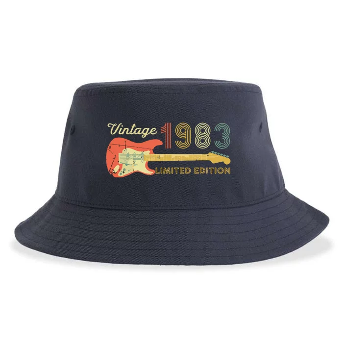 Guitar Lover 40 Year Old Tees Vintage 1983 Limited Edition Sustainable Bucket Hat