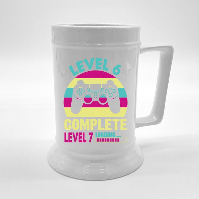 Gamer Level 6 Complete Level 7 Loading 6th Birthday Great Gift Front & Back Beer Stein