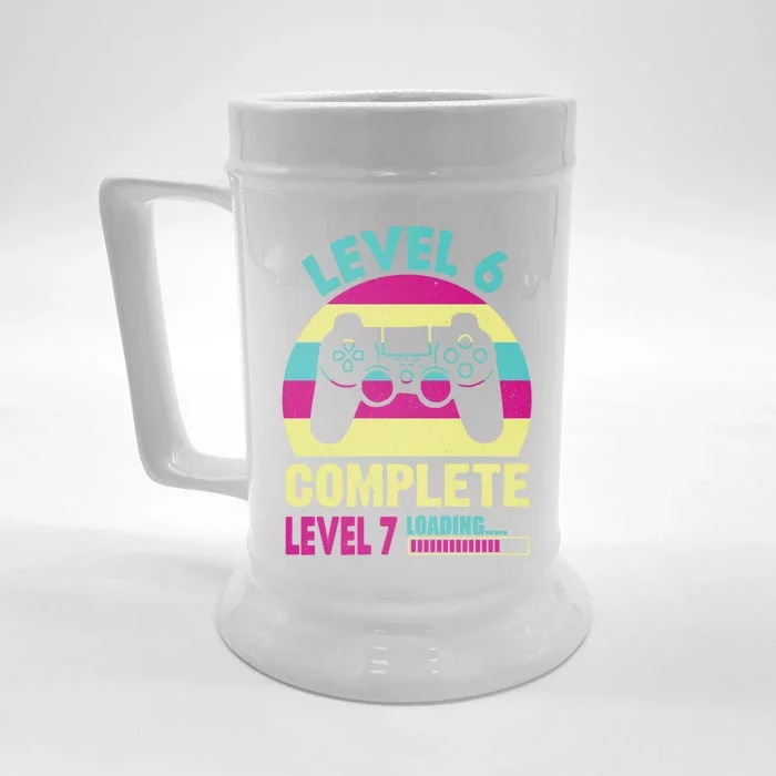 Gamer Level 6 Complete Level 7 Loading 6th Birthday Great Gift Front & Back Beer Stein