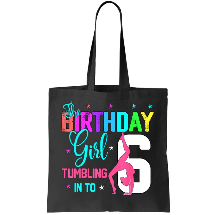 Gymnastic Lover 6th Birthday Six 6 Years Old Gymnast Girl Tote Bag