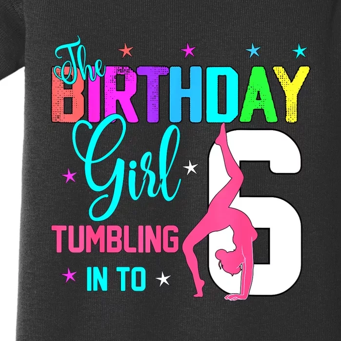 Gymnastic Lover 6th Birthday Six 6 Years Old Gymnast Girl Baby Bodysuit