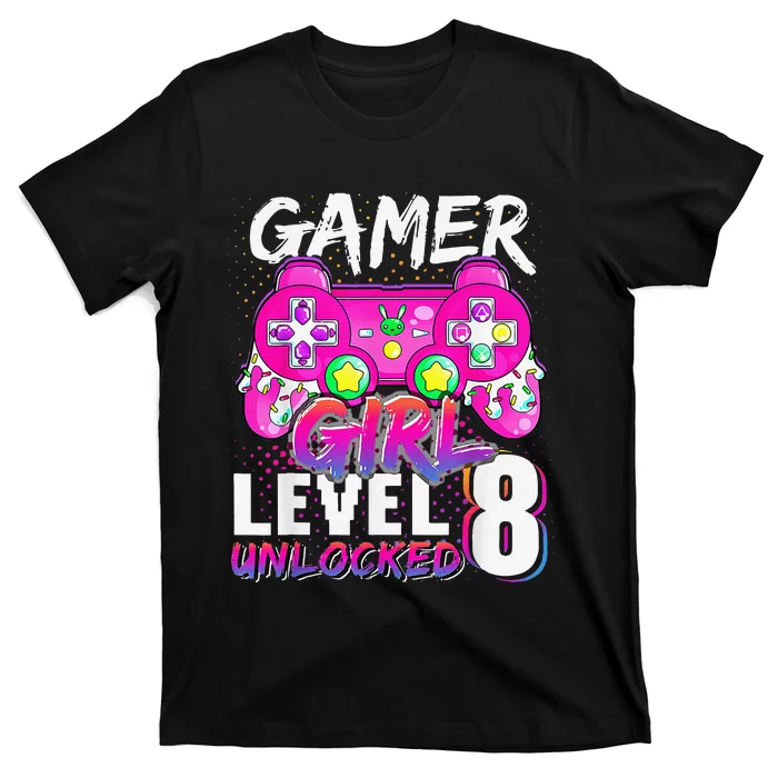 Gamer Level 8 Unlocked Video Game 8th Birthday T-Shirt