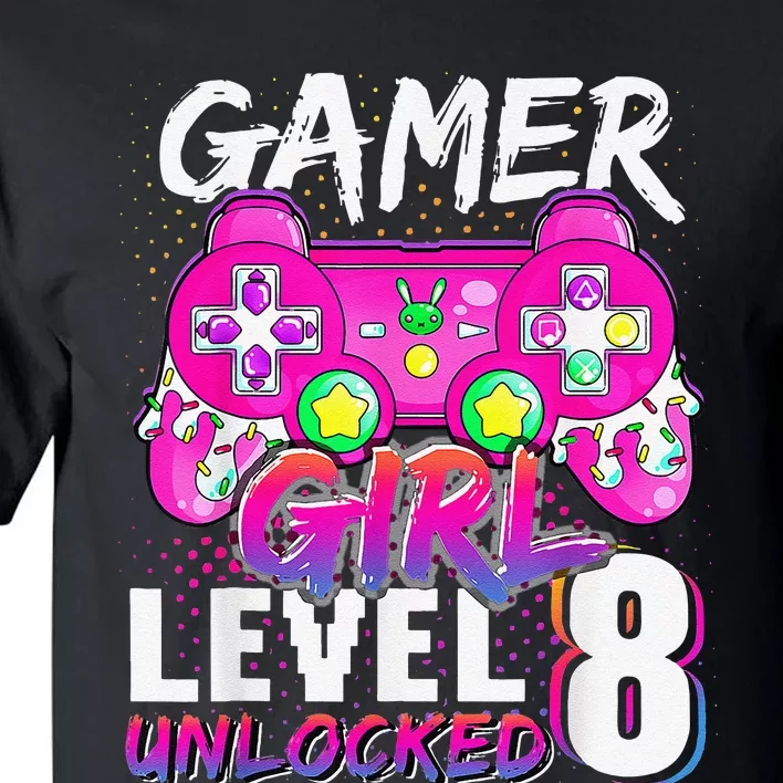 Gamer Level 8 Unlocked Video Game 8th Birthday Tall T-Shirt