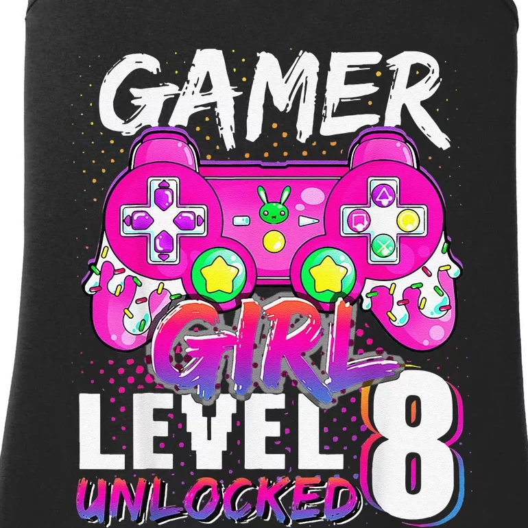 Gamer Level 8 Unlocked Video Game 8th Birthday Ladies Essential Tank