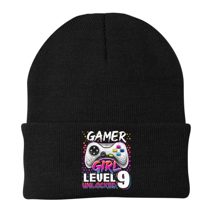 Gamer Level 9 Unlocked Video Game 9th Birthday Gift Knit Cap Winter Beanie