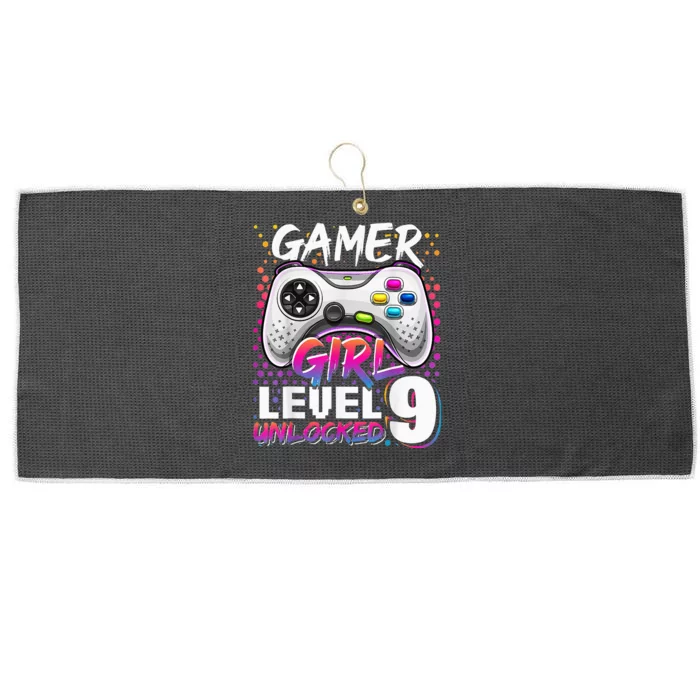 Gamer Level 9 Unlocked Video Game 9th Birthday Gift Large Microfiber Waffle Golf Towel