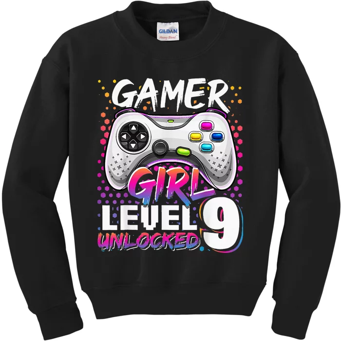 Gamer Level 9 Unlocked Video Game 9th Birthday Gift Kids Sweatshirt