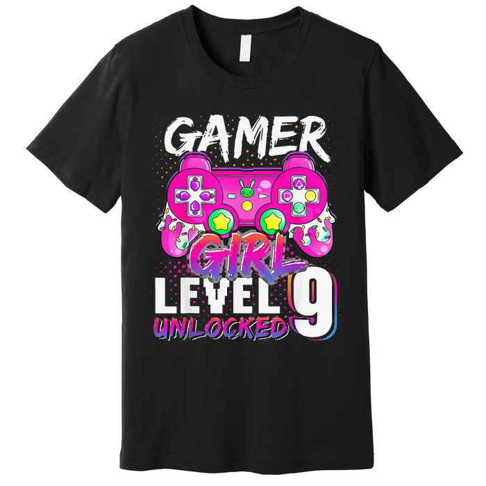 Gamer Level 9 Unlocked Video Game 9th Birthday Premium T-Shirt