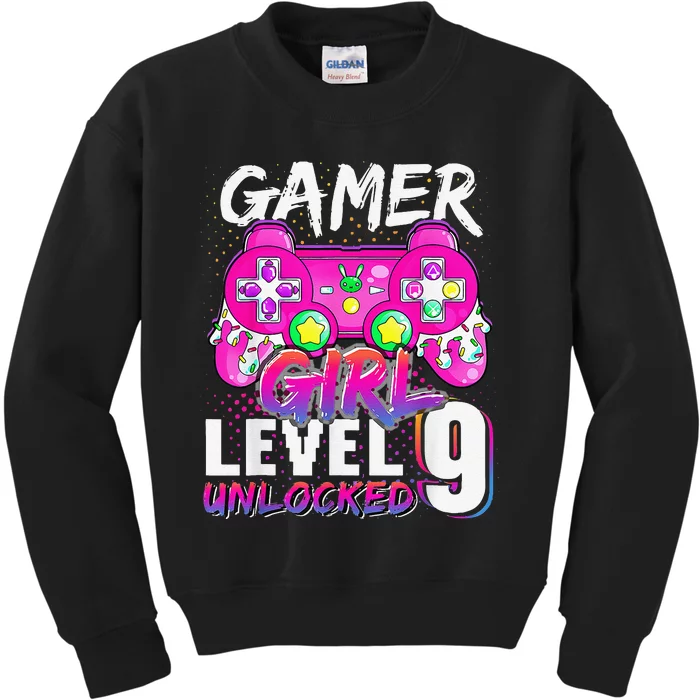 Gamer Level 9 Unlocked Video Game 9th Birthday Kids Sweatshirt