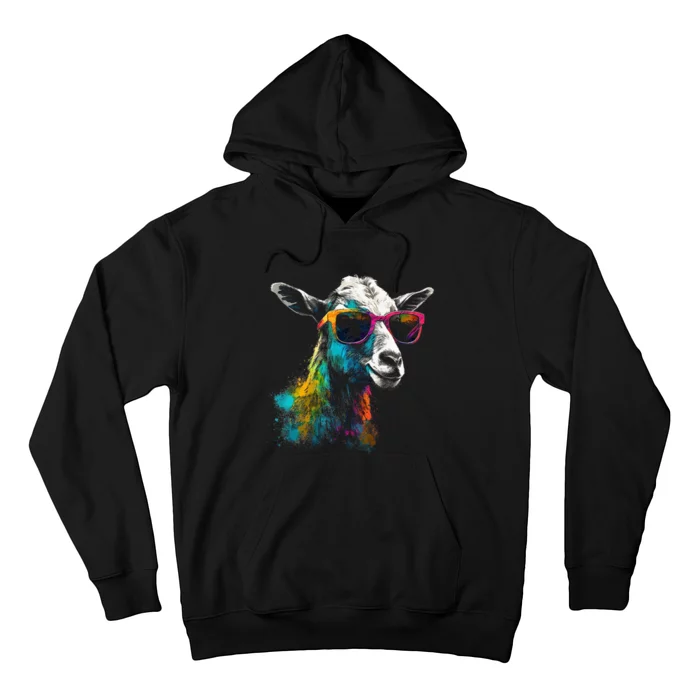 Goat Lover Artwork Sunglasses Colorful Animal Motif Goat Hoodie