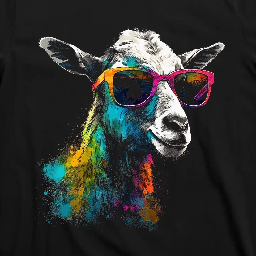 Goat Lover Artwork Sunglasses Colorful Animal Motif Goat T-Shirt