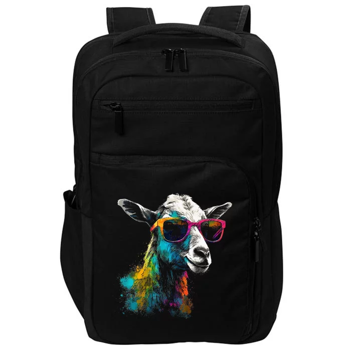 Goat Lover Artwork Sunglasses Colorful Animal Motif Goat Impact Tech Backpack