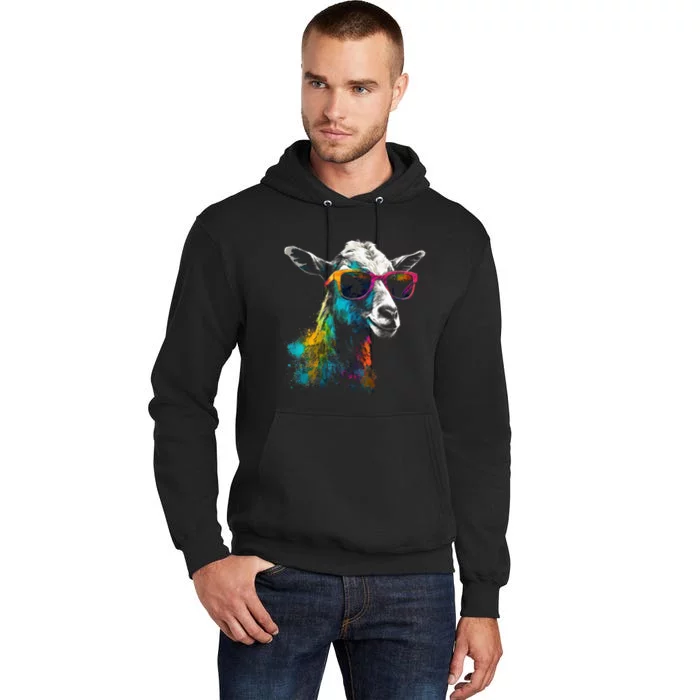 Goat Lover Artwork Sunglasses Colorful Animal Motif Goat Tall Hoodie