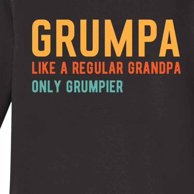 Grumpa Like A Regular Grandpa Only Grumpier Fathers Day Baby Long Sleeve Bodysuit