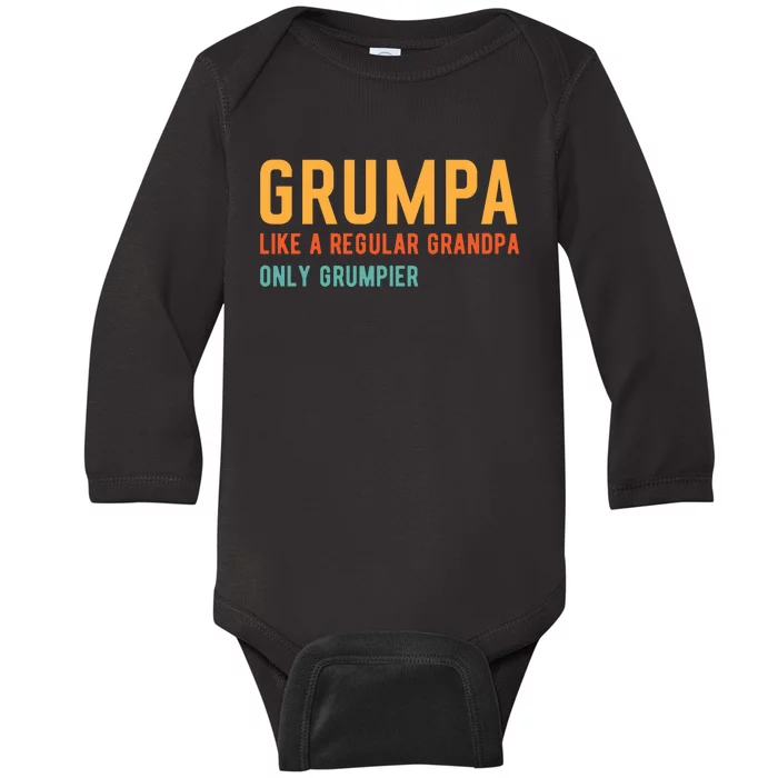 Grumpa Like A Regular Grandpa Only Grumpier Fathers Day Baby Long Sleeve Bodysuit