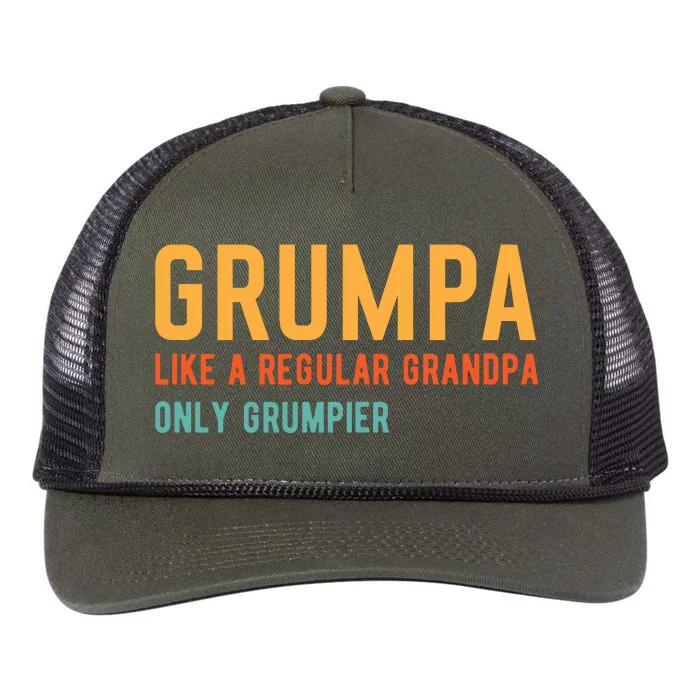 Grumpa Like A Regular Grandpa Only Grumpier Fathers Day Retro Rope Trucker Hat Cap