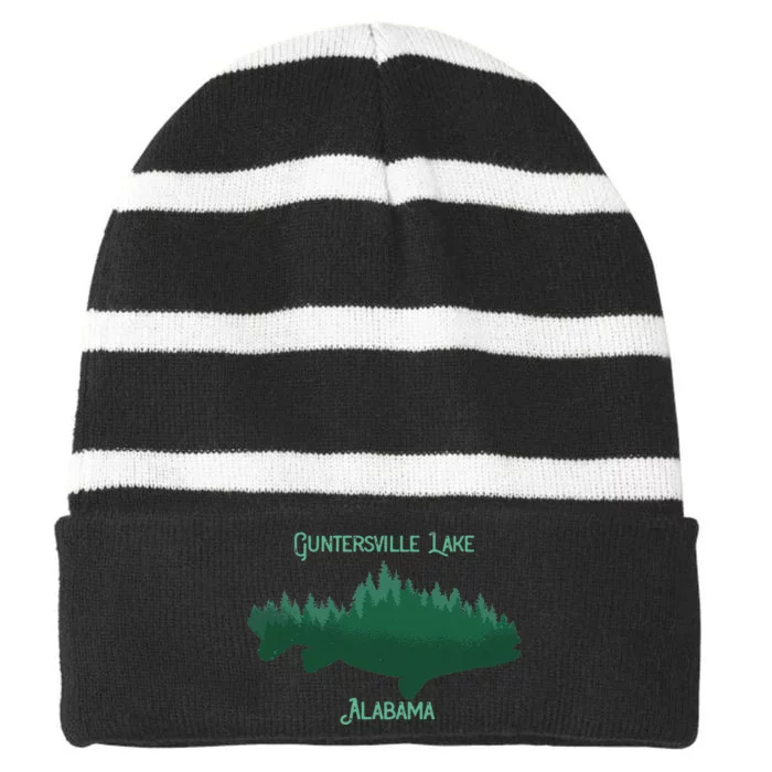 Guntersville Lake Alabama Souvenir Striped Beanie with Solid Band