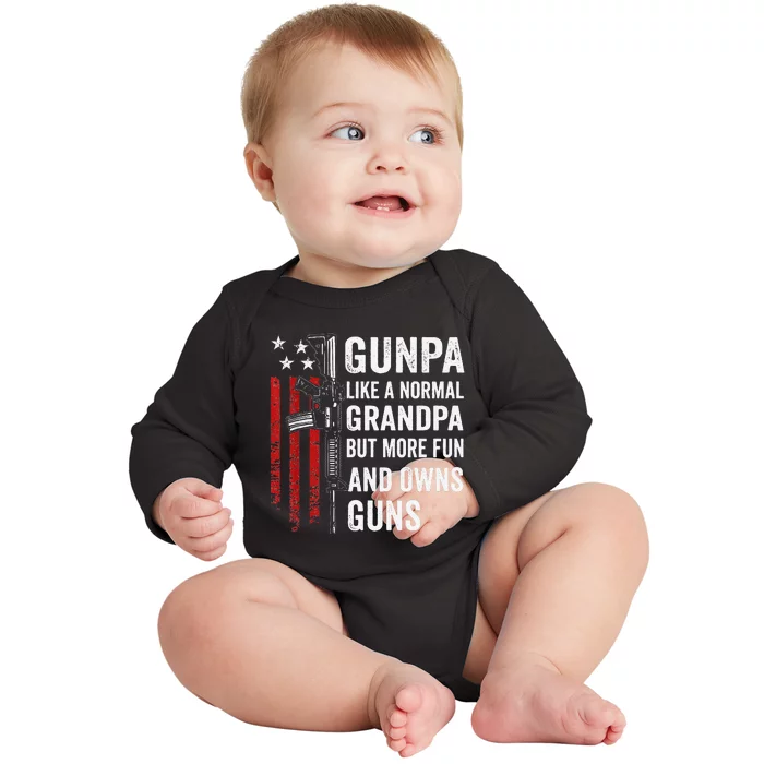 Gunpa Like A Normal Grandpa But More Fun And Owns Guns Gift Baby Long Sleeve Bodysuit