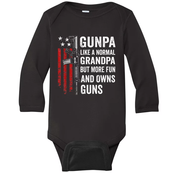 Gunpa Like A Normal Grandpa But More Fun And Owns Guns Gift Baby Long Sleeve Bodysuit