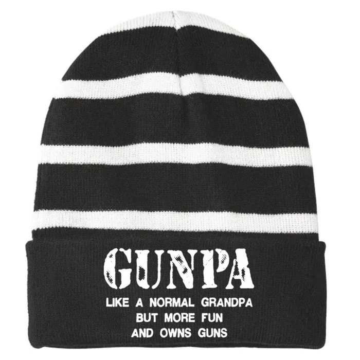 Gunpa Like A Normal Grandpa But More Fun And Owns Guns Striped Beanie with Solid Band