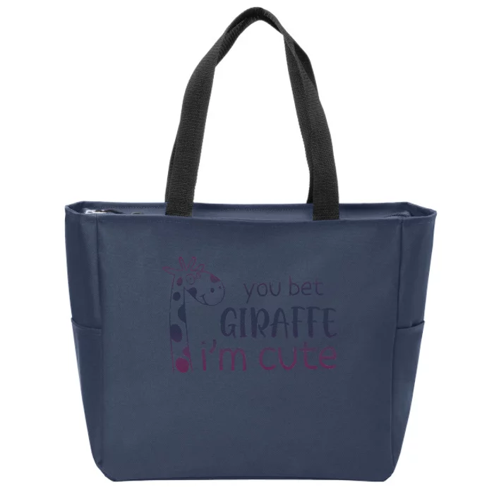 Giraffe Lover And Cool You Bet Giraffe IM Cute Zip Tote Bag